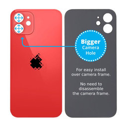 Apple iPhone 12 - Rear Housing Glass with Bigger Camera Hole (Red)