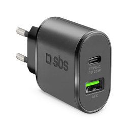 SBS - 25W Charging Adapter USB, USB-C, black