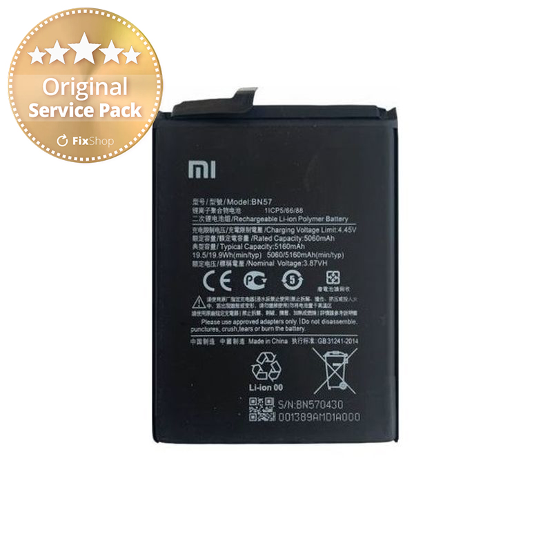 Batterie Interne Xiaomi Poco X3 5160mAh Service Pack Original BN57