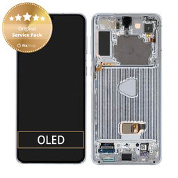 Samsung Galaxy S21 Plus G996B - LCD Display + Touchscreen + Frame (Phantom Silver) - GH82-24554C, GH82-27268C, GH82-24553C Genuine Service Pack