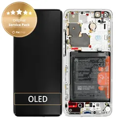 Huawei P40 Pro Plus - LCD Display + Touch Screen + Frame + Battery (White Ceramic) - 02353RBJ Genuine Service Pack