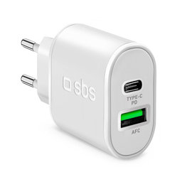 SBS - 20W Charging Adapter USB, USB-C, white