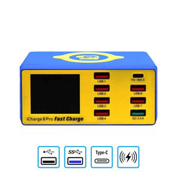 Mechanic iCharge 8 Pro - USB Charging Station with USB-C, USB 3.0 & Wireless Charger