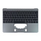 Apple MacBook 12" A1534 (Early 2015 - Mid 2017) - Top Keyboard Frame + Keyboard UK (Space Gray)