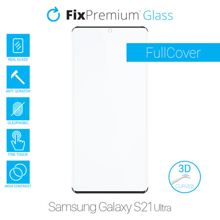 FixPremium Fullcover Glass - 3D Tempered Glass for Samsung Galaxy S21 Ultra