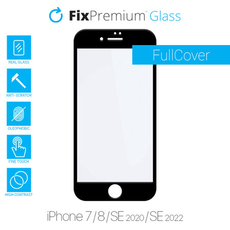 FixPremium FullCover Glass - Tempered Glass for iPhone 7, 8, SE 2020 & SE 2022