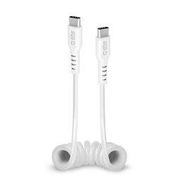 SBS - USB-C / USB-C Cable (1m), spring, white