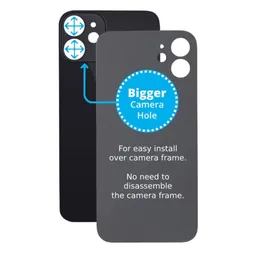 Apple iPhone 12 Mini - Rear Housing Glass with Bigger Camera Hole (Black)