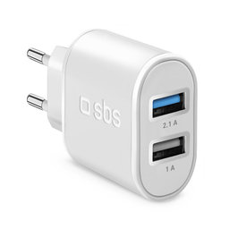 SBS - 10W Charging Adapter 2x USB, black