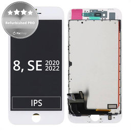 Apple iPhone 8, SE (2020), SE (2022) - LCD Display + Touch Screen + Frame (White) Refurbished PRO