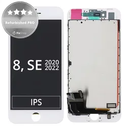 Apple iPhone 8, SE (2020), SE (2022) - LCD Display + Touch Screen + Frame (White) Refurbished PRO