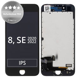 Apple iPhone 8, SE (2020), SE (2022) - LCD Display + Touch Screen + Frame (Black) Refurbished PRO