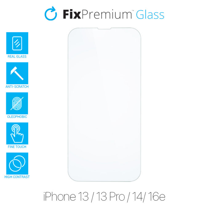 FixPremium Glass - Tempered Glass for iPhone 13, 13 Pro, 14 & 16e