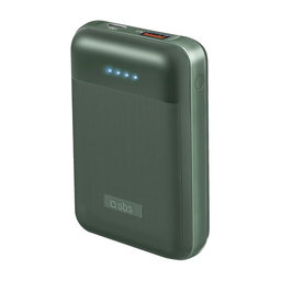 SBS - PowerBank 10 000 mAh, USB, USB-C PowerDelivery 20W, green