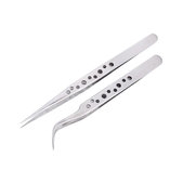 Stainless Steel Tweezer Set - Straight & Curved Tip