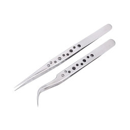 Stainless Steel Tweezer Set - Straight & Curved Tip