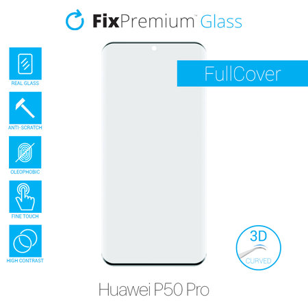 FixPremium FullCover Glass - 3D Tempered Glass for Huawei P50 Pro