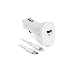 SBS - Car Charger USB-C PowerDelivery 20W + Cable USB-C/Lightning, white