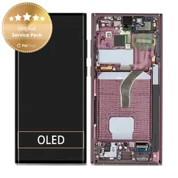 Samsung Galaxy S22 Ultra S908B - LCD Display + Touch Screen + Frame (Burgundy) - GH82-27488B, GH82-27489B Genuine Service Pack