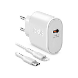 SBS - 20W Charging Adapter USB-C PowerDelivery + Cable Lightning (1m), white