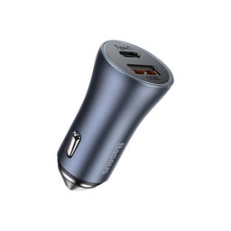 Baseus - Car charger USB, USB-C, 3A, grey
