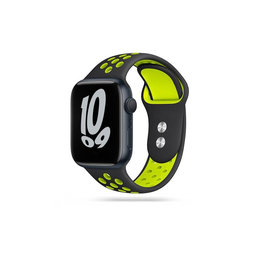 Tech-Protect - Strap Softband for Apple Watch 4, 5, 6, 7, SE (42, 44, 45mm), black/lime