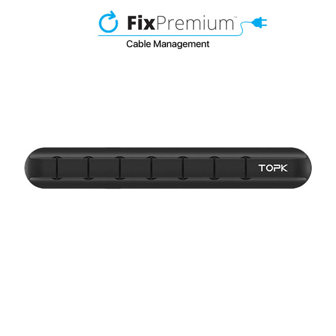 TOPK - Cable Organizer - Holder for 7 Cables, black