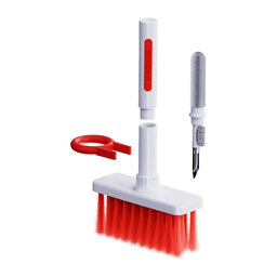 Multifunctional Cleaning Brush + Cleaning Pen + Key Puller (Red)