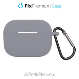 FixPremium - Silicone Case with Carabiner for AirPods Pro, space grey