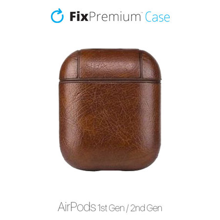 FixPremium - Artificial Leather Case for AirPods 1 & 2, brown