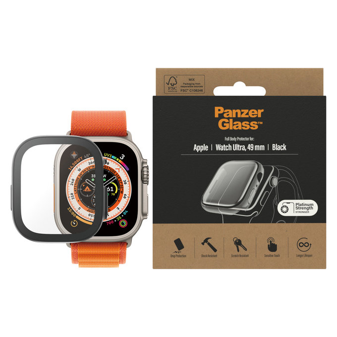 Tempered Glass Full Body AB for Apple Watch Ultra 2 49 mm, Black, PanzerGlass
