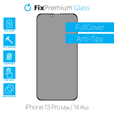 FixPremium Privacy Anti-Spy Glass - Tempered Glass for iPhone 13 Pro Max & 14 Plus