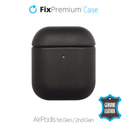 FixPremium - Leather Case for AirPods 1 & 2, black