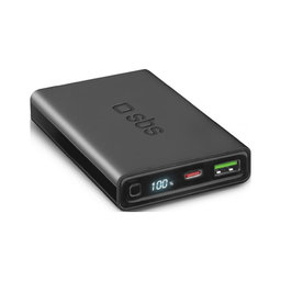 SBS - PowerBank with LCD 10 000 mAh, USB, USB-C PowerDelivery 20W, black