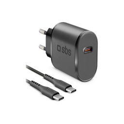 SBS - 15W Charging Adapter USB-C + Cable USB-C / USB-C (1m), black