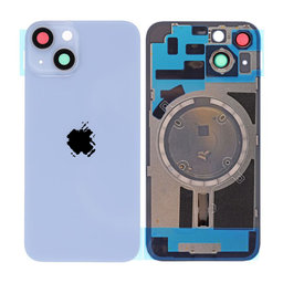 Apple iPhone 14 - Rear Housing Glass + Camera Lens + Metal Plate + Magsafe Magnets (Blue)