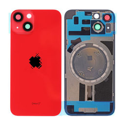 Apple iPhone 14 - Rear Housing Glass + Camera Lens + Metal Plate + Magsafe Magnets (Red)