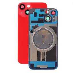 Apple iPhone 14 - Rear Housing Glass + Camera Lens + Metal Plate + Magsafe Magnets (Red)