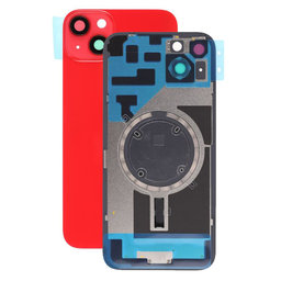 Apple iPhone 14 Plus - Rear Housing Glass + Camera Lens + Metal Plate + Magsafe Magnets (Red)