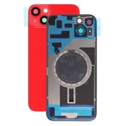 Apple iPhone 14 Plus - Rear Housing Glass + Camera Lens + Metal Plate + Magsafe Magnets (Red)