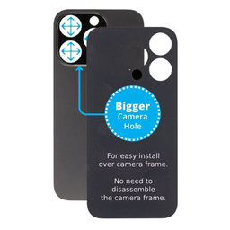Apple iPhone 14 Pro - Rear Housing Glass with Bigger Camera Hole (Space Black)