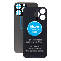 Apple iPhone 14 Pro Max - Rear Housing Glass with Bigger Camera Hole (Space Black)