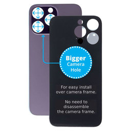 Apple iPhone 14 Pro Max - Rear Housing Glass with Bigger Camera Hole (Deep Purple)