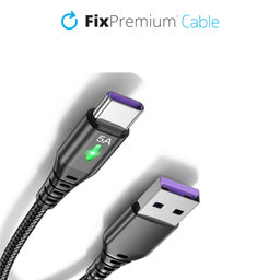 FixPremium - USB-C / USB Cable with LED Indicator (1m), black