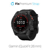 FixPremium - Silicone Strap for Garmin (QuickFit 26mm), black