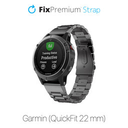 FixPremium - Stainless Steel Strap for Garmin (QuickFit 22mm), black