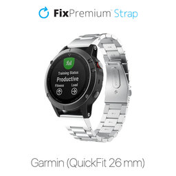 FixPremium - Stainless Steel Strap for Garmin (QuickFit 26mm), silver