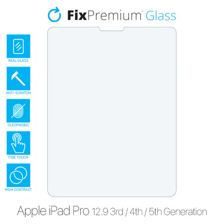 FixPremium Glass - Tempered Glass for Apple iPad Pro 12.9" (3rd Gen 2018, 4th Gen 2020, 5th Gen 2021, 6th Gen 2022)