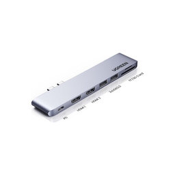 UGREEN - Dual USB-C Hub 7v1, grey