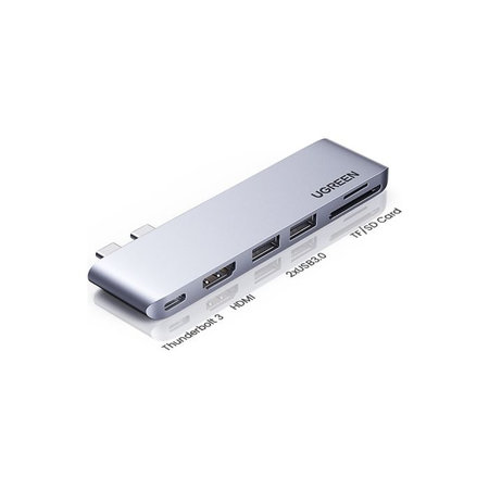 UGREEN - Dual USB-C Hub 6v1, grey